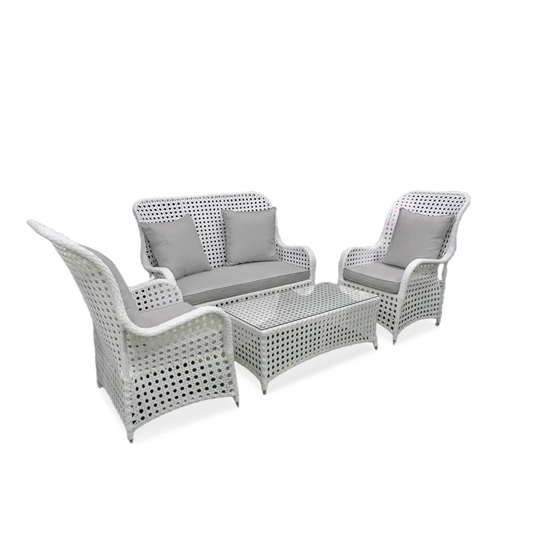 Virasat Cruzita Outdoor Sofa Set 2 Seater, 2 Single seater and 1 Center Table (White)