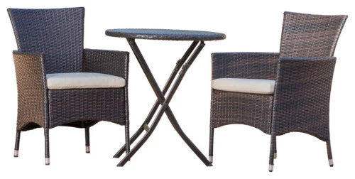 Virasat Outdoor Patio Seating Set 2 Chairs 1 Table Brown-VIRASAT FURNITURE & FURNISHING