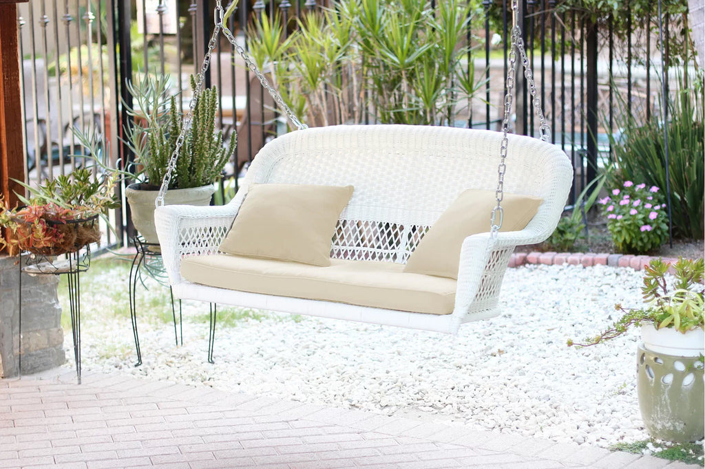 Virasat Double Seater Hanging Swing Without Stand For Balcony , Garden Swing (White)-VIRASAT FURNITURE & FURNISHING