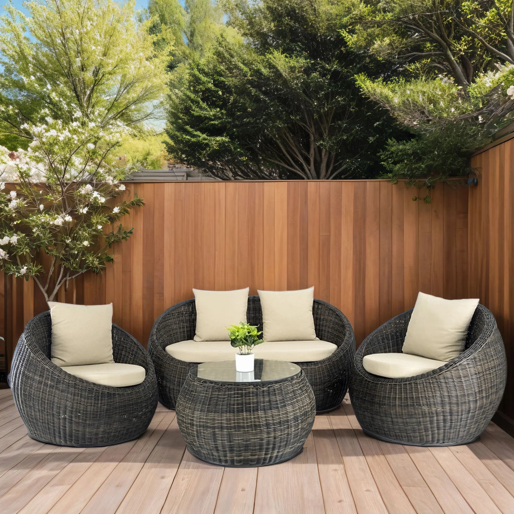 Virasat Outdoor Sofa Set 2 Seater, 2 Single Seater and 1 Center Table (Cappuccino)-VIRASAT FURNITURE & FURNISHING