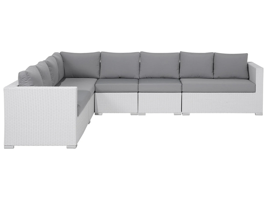 Virasat Outdoor Sofa Set 8 Seater, Single Seater and 2 Center Table Set (White + Grey)