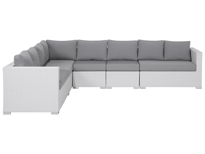 Virasat Outdoor Sofa Set 8 Seater, Single Seater and 2 Center Table Set (White + Grey)
