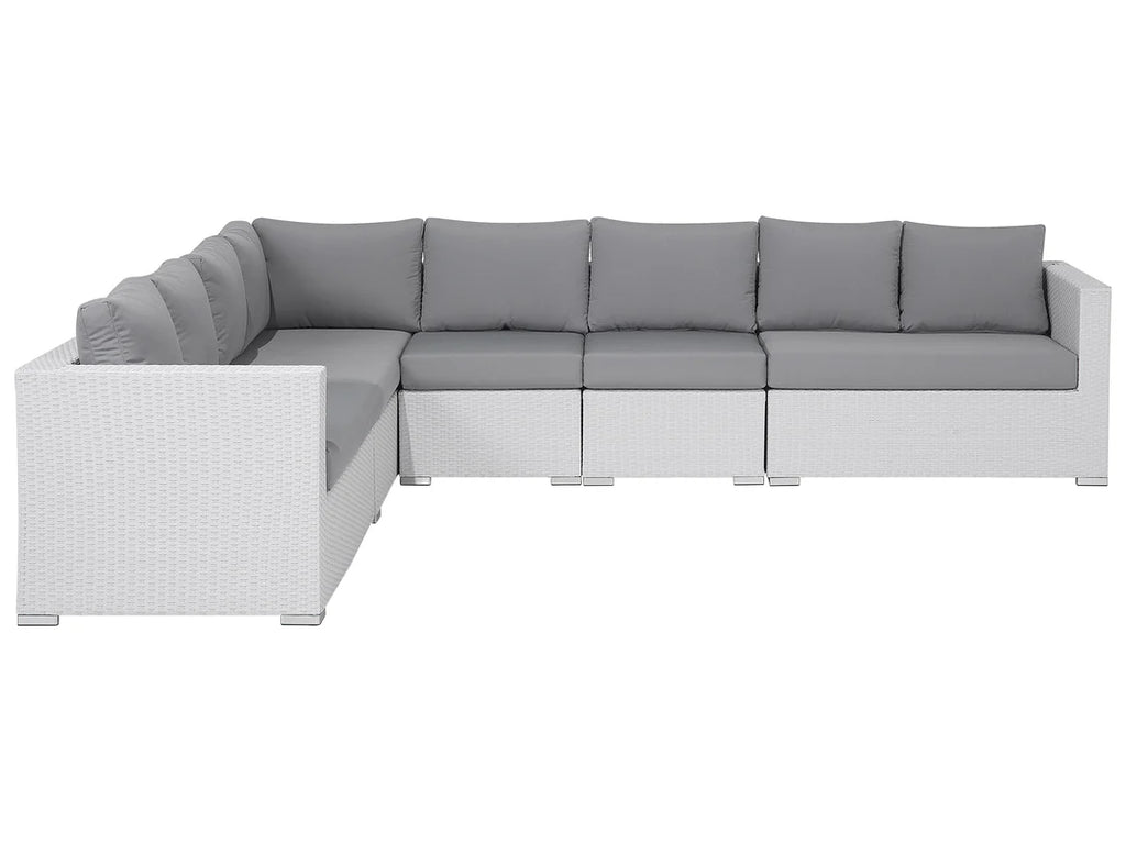 VIRASAT FURNITURE OUTDOOR ROPE SOFA SET 9-SEATER WITH 2 CENTER TABLES (WHITE & GREY)