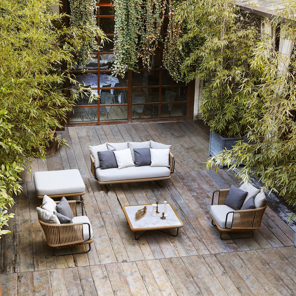 Virasat Outdoor Sofa Set 2 Seater, 2 Single Seater and 1 Center Table with Ottoman (Tan) Braided & Rope-VIRASAT FURNITURE & FURNISHING
