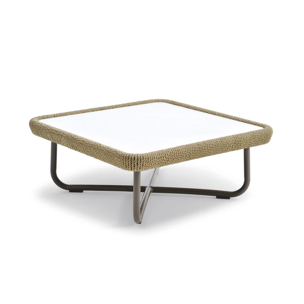 Virasat Outdoor Sofa Set 6 Seater, 2 Ottoman and 1 Center Table + 1 Side Table Set (Tan + Beige) Braided & Rope-VIRASAT FURNITURE & FURNISHING