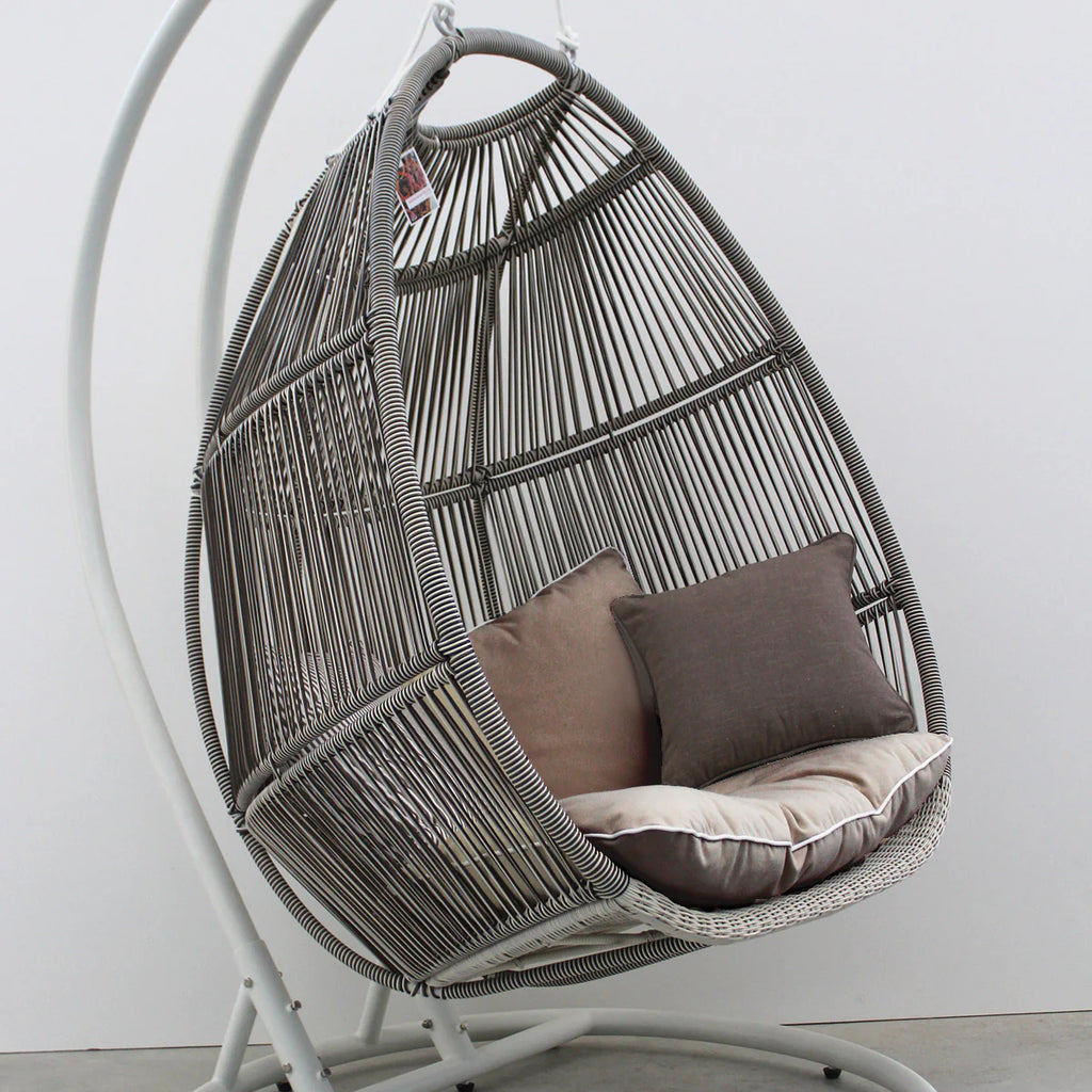 Virasat Double Seater Hanging Swing With Stand For Balcony, Garden Swing (White+Grey)-VIRASAT FURNITURE & FURNISHING