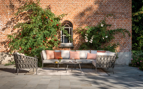 Virasat Outdoor Sofa Set 5 Seater, 1 Single Seater and 2 Center Table Set (Dark Grey) Braided & Rope-VIRASAT FURNITURE & FURNISHING