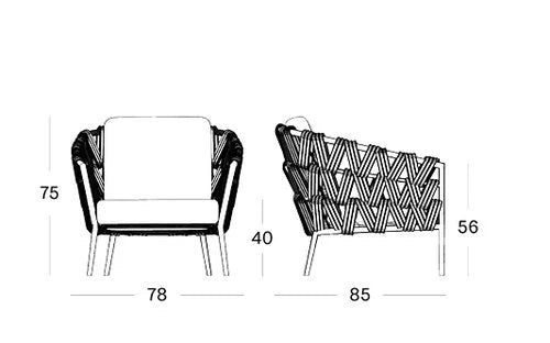 Virasat Legion Outdoor Sofa Set 2 Seater , 2 Single seater and 2 Center Table Set (Dark Grey) Braided & Rope