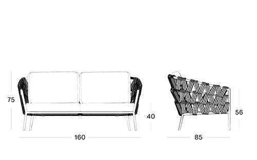 Virasat Legion Outdoor Sofa Set 2 Seater , 2 Single seater and 2 Center Table Set (Dark Grey) Braided & Rope