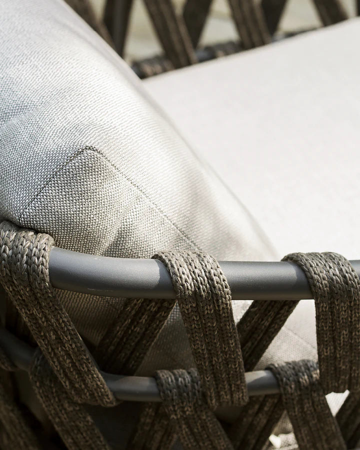 VIRASAT FURNITURE OUTDOOR ROPE SOFA SET 6-SEATER WITH 2 CENTER TABLES (DARK GREY) - BRAIDED GARDEN & BALCONY SET
