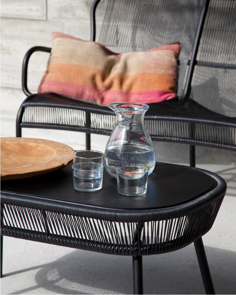 Virasat Outdoor Sofa Set 2 Seater, 2 Single Seater and 1 Center Table Set (Black) Braided & Rope-VIRASAT FURNITURE & FURNISHING